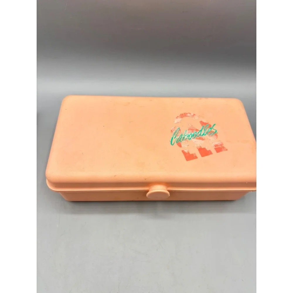 Vintage Caboodles Model 2605 Makeup Case Peach Pink Mirror Organizer 90s Retro